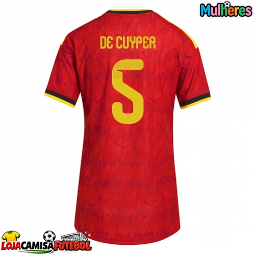 Camisa de Futebol Bélgica Maxim De Cuyper #5 Equipamento Principal Mulheres Mundo 2026 Manga Curta